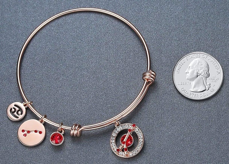 Leafael Superstar Zodiac Expandable Bangle Bracelet Made with Premium Crystals Horoscope Constellation October November Birthstone Topaz Brown Jewelry, Rose Gold Plated, 7" - Image 2