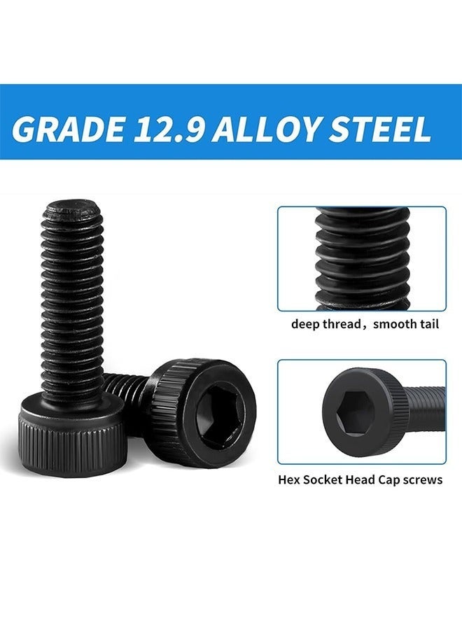 Bukela 460 Pcs M3 M4 M5 Hex Head Bolt Socket Cap Screws Nuts Assortment Kit,12.9 Grade Alloy Steel Black Zinc Plated and Anti Rust Metric Screw Set,Nuts and Bolts Assorted Set with Storage Box - Image 3