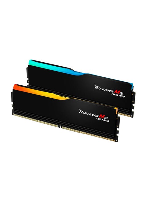 Ripjaws M5 Neo RGB DDR5 64GB (2x32GB) 6000MT/s CL36-36-36-96 1.35V, Intel XMP / AMD EXPO, Matte Black Aluminum Heatspreaders, Customizable RGB Lighting, Performance Memory Kit for AMD AM5 | F5-6000J3636F32GX2-RM5NRK