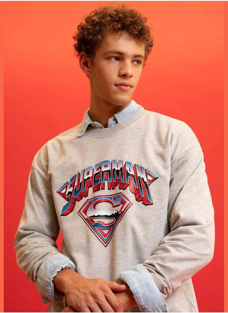 DeFacto Man Superman Licenced Boxy Fit Crew Neck Knitted Sweatshirt