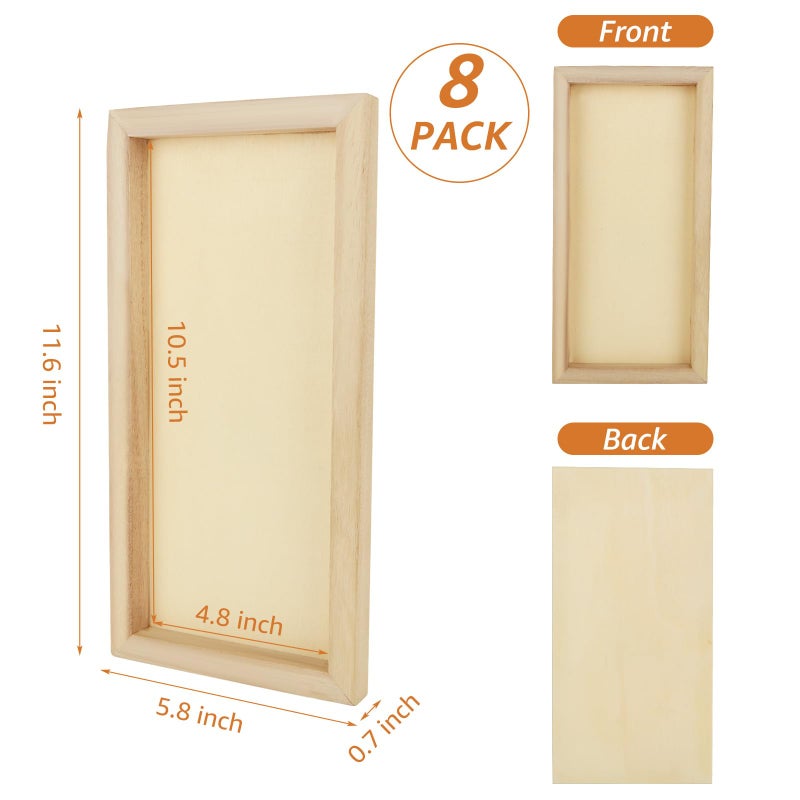 APACALI Unfinished Wood Canvas Boards for Painting - Blank Square Cradled Panels for Mixed-Media Craft & Art Supply - Acrylics (12x6 in - 8 PCS) - Image 2