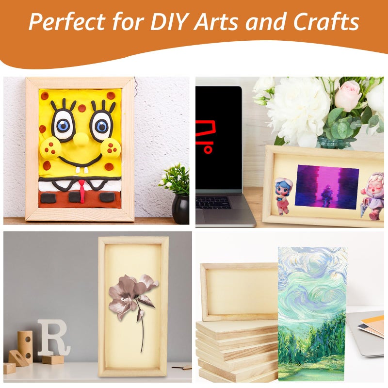 APACALI Unfinished Wood Canvas Boards for Painting - Blank Square Cradled Panels for Mixed-Media Craft & Art Supply - Acrylics (12x6 in - 8 PCS) - Image 4
