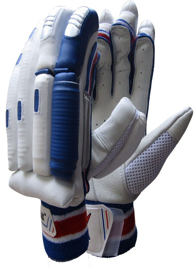 THRAX Left St 1800 Cricket Batting Gloves White Blue (Mens Size Left-Handed) - Image 1