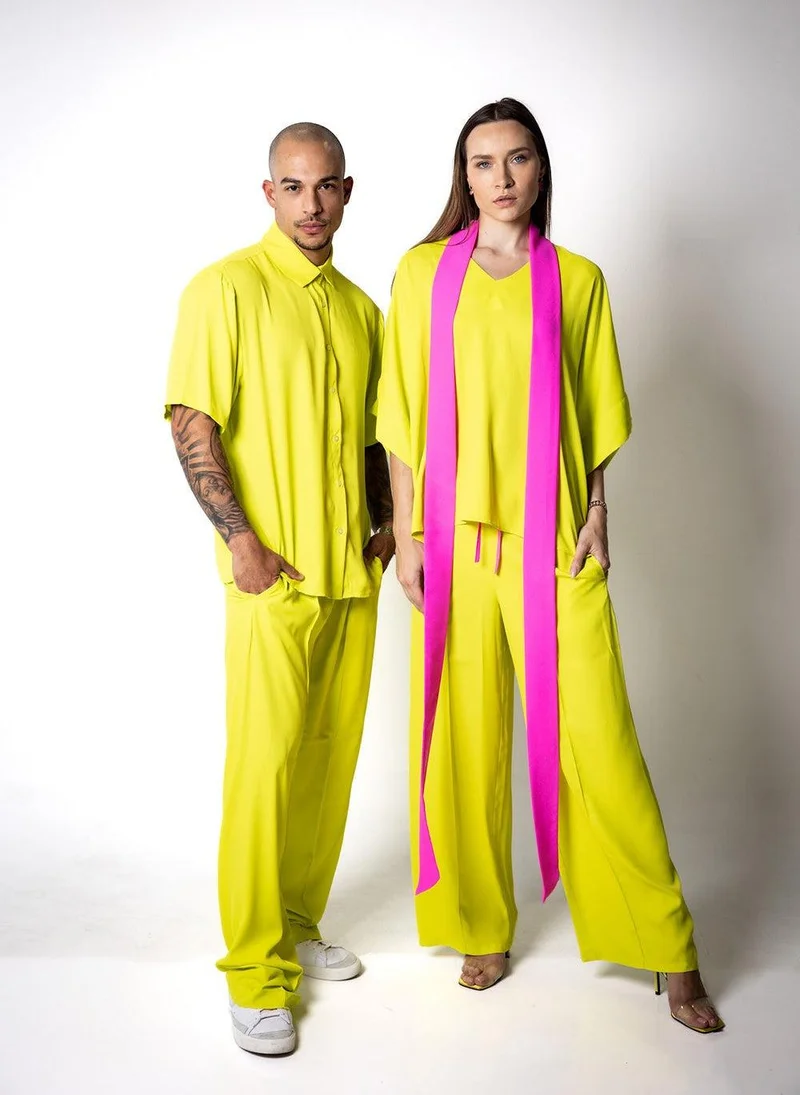 Janara Jones  Neon-Yellow Crepe Billy Top for Women | Best Price UAE