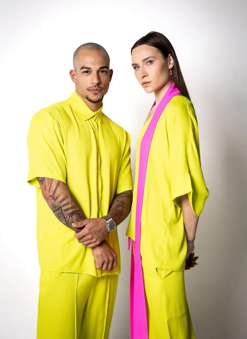 Janara Jones  Neon-Yellow Crepe Billy Top for Women | Best Price UAE
