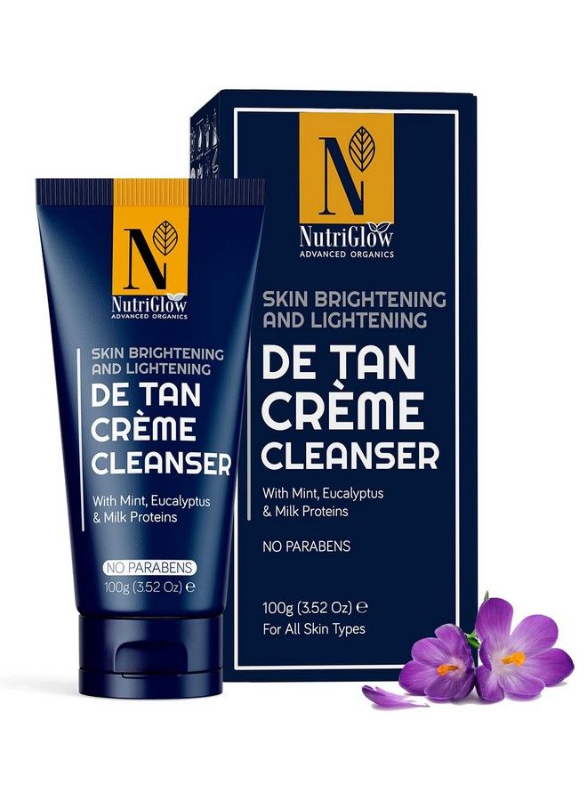 NUTRIGLOW Advance Organics De Tan Cream Cleanser For Skin Brightening With Mint Eucalyptus Oil Jojoba And Yogurt Extracts 100Gm - Image 1