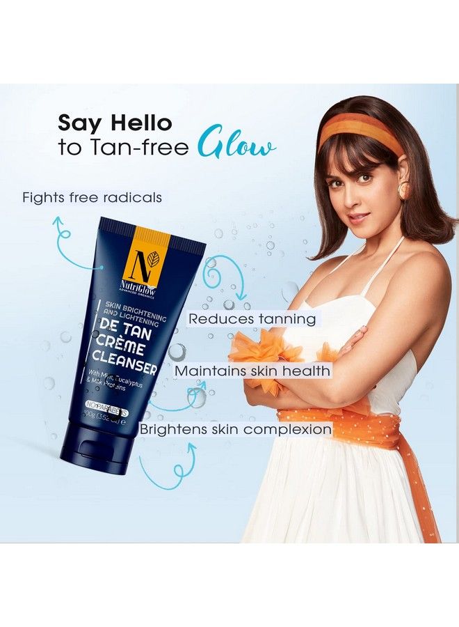 NUTRIGLOW Advance Organics De Tan Cream Cleanser For Skin Brightening With Mint Eucalyptus Oil Jojoba And Yogurt Extracts 100Gm - Image 3