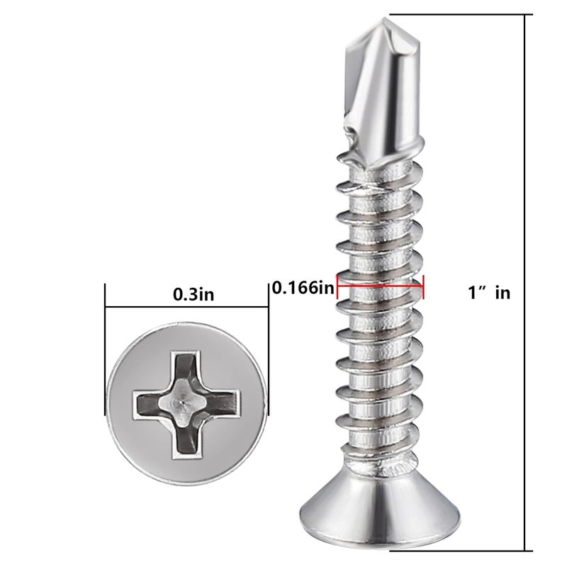 Wensilon Store （300pcs）#8×1”for Sheet Metal Self-Tapping Screws 410 Stainless Steel Flat Head High-Strength Quick self-Drilling Screws - Image 2