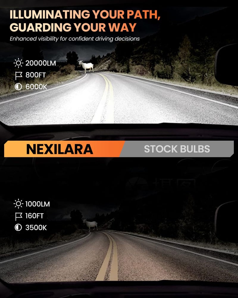 NEXILARA Compatible For 2009-2012 Dodge Ram 1500 2500 3500 with 4 Headlamps Vehicle Front Driving Light Bulbs,Pack of 6 - Image 2