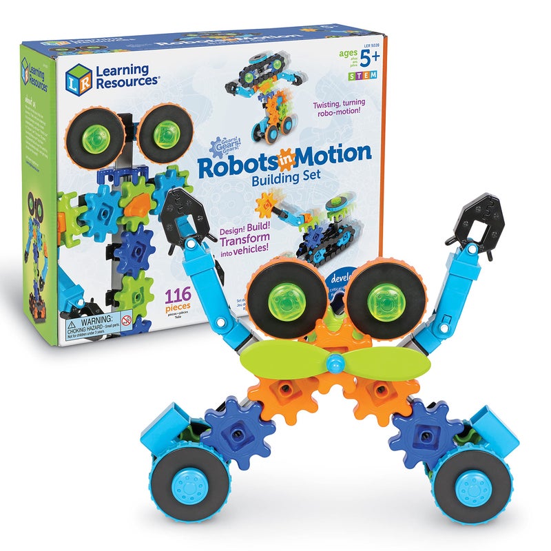 Learning Resources Learning Resources Gears! Gears! Gears! Robots in Motion Building Set - 116 Pieces, Ages 5+, Robot Toy, STEM Toys for Kids, Robots for Kids - Image 1