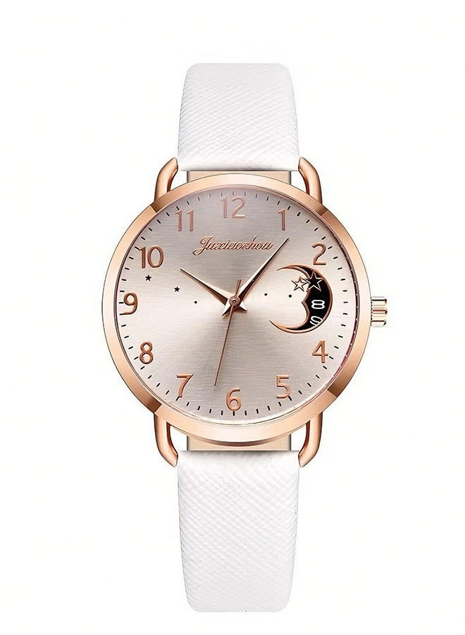 هابي دي طقم هدايا ساعة نسائية مع سوار باللون الأبيض للسيدات والفتيات، ساعة معصم أنالوج كوارتز بسير رفيع ونحيف وأنيق كاجوال - Image 5