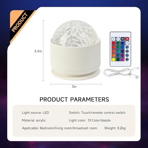 diatomiteco Calming Sensory Lights, Sensory Toys for Kids with Autism, Ocean Light Projector with 15 Color Patterns, Light Projects Water Ripple Effects onto Walls and Ceilings, Autism Toy,for Children and Adults - Image 3