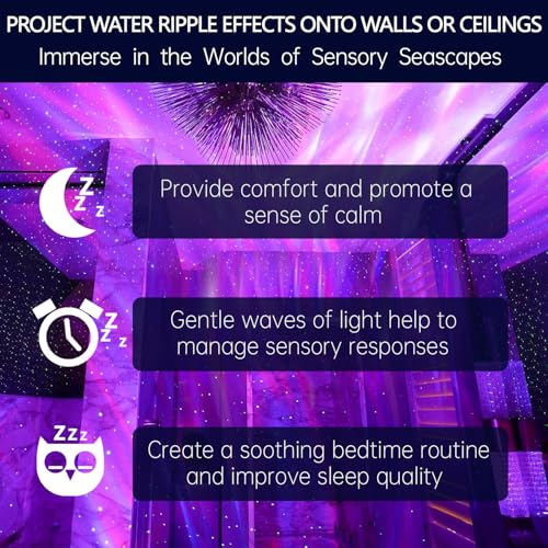 diatomiteco Calming Sensory Lights, Sensory Toys for Kids with Autism, Ocean Light Projector with 15 Color Patterns, Light Projects Water Ripple Effects onto Walls and Ceilings, Autism Toy,for Children and Adults - Image 2