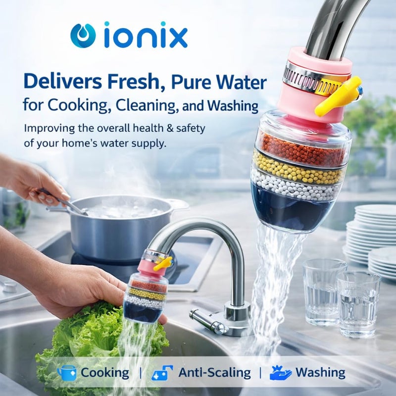 IONIX Multilayer Carbon Activated Dust and Chlorine Remover Water Softener for Kitchen Sink and Bathroom Wash Basin Tap Water Purifier Filter Faucet (Pack Of 3) - Image 5