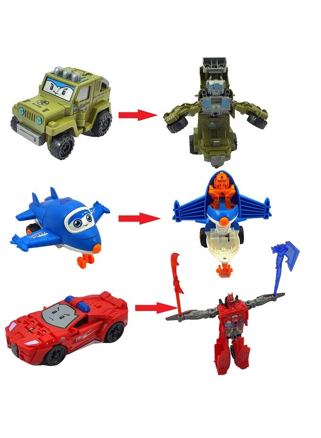 فنبلاست لعبة FunBlast 2 في 1 قابلة للسحب للخلف، طائرة، جيب، شاحنة وسيارتين إلى روبوت، لعبة مركبة للأطفال من عمر 3 سنوات فما فوق (ألوان عشوائية؛ 5 وحدات) - Image 3