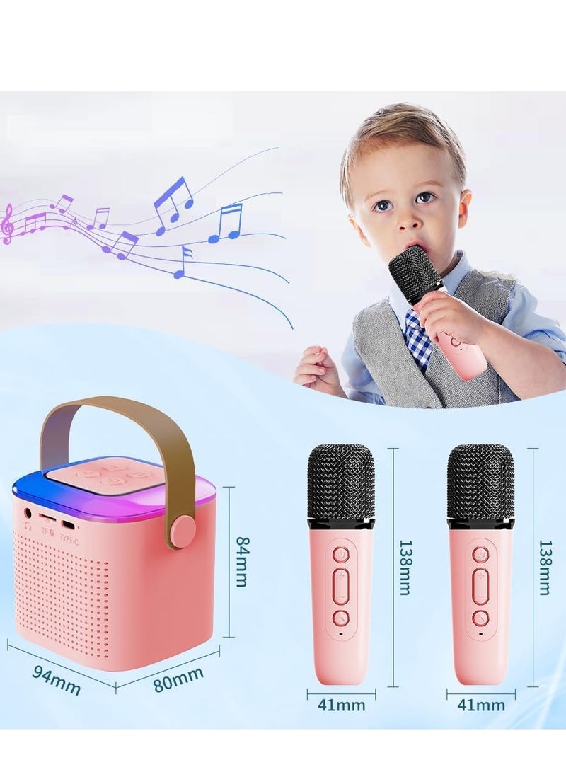 JAJEEK Portable Karaoke Machine with 2 Wireless Microphones, Mini Karaoke Machine with LED Lights, Bluetooth Speaker, TF Card & AUX Input, Perfect for Kids & Adults, Ideal for Birthday Parties, Home Entertainment - Image 2