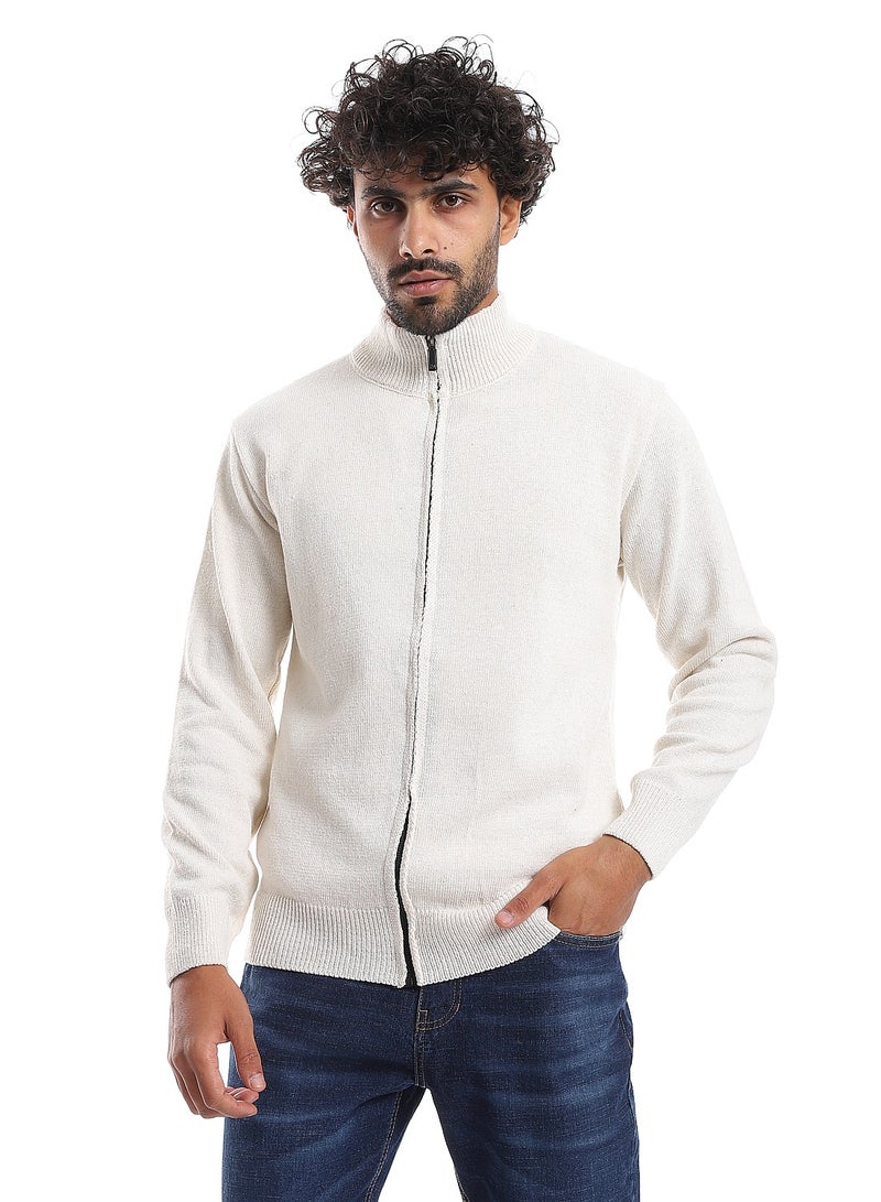 Andora Long Sleeves Solid Beige Winter Sweater  - Image 1