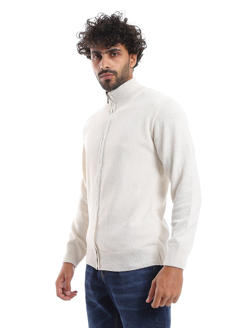 Andora Long Sleeves Solid Beige Winter Sweater  - Image 2