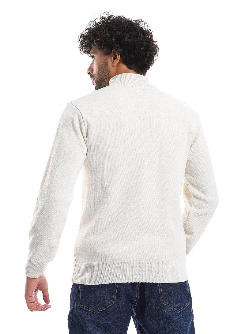 Andora Long Sleeves Solid Beige Winter Sweater  - Image 3