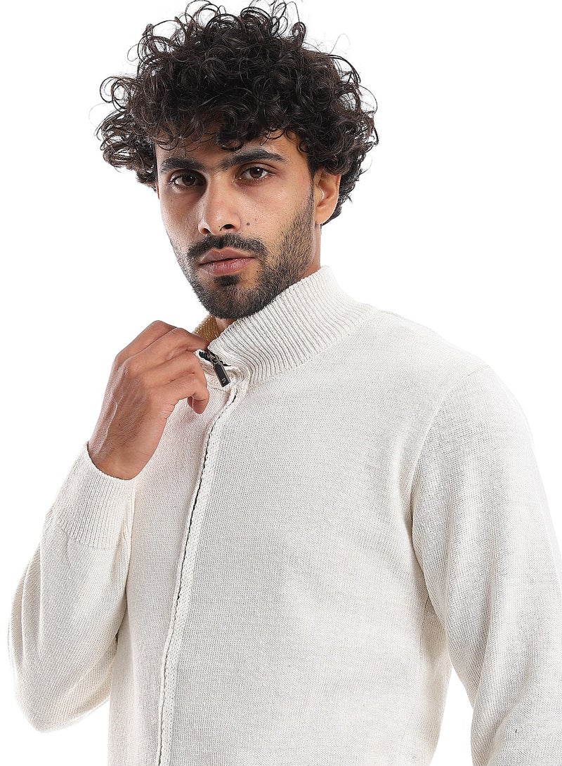 Andora Long Sleeves Solid Beige Winter Sweater  - Image 4