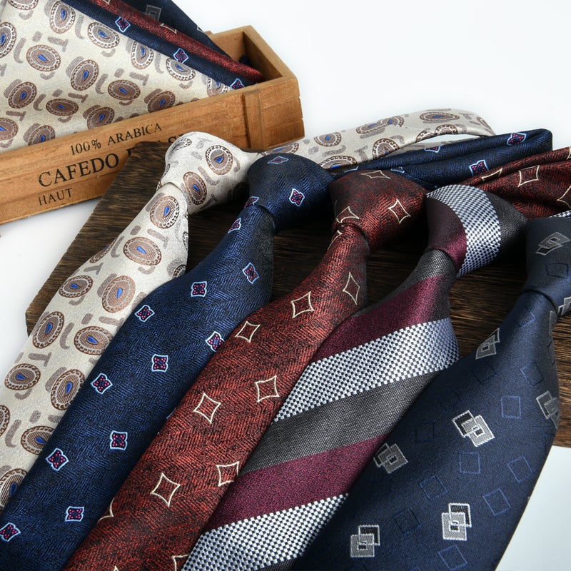 Tie Square Scarf 2-Piece Set Men'S Formal Wear Professional Business Jacquard 8Cm New - Image 2
