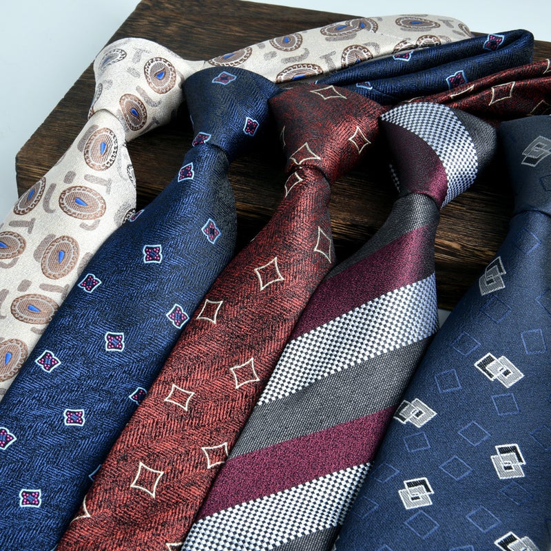 Tie Square Scarf 2-Piece Set Men'S Formal Wear Professional Business Jacquard 8Cm New - Image 3