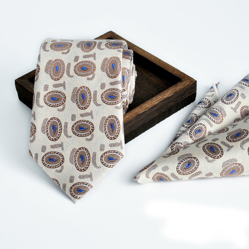 Tie Square Scarf 2-Piece Set Men'S Formal Wear Professional Business Jacquard 8Cm New - Image 5