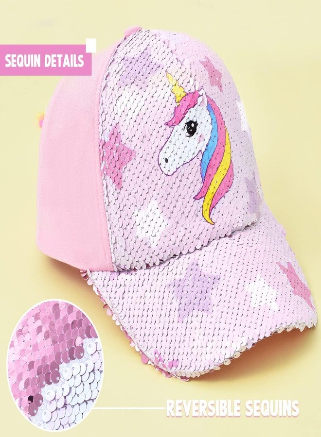 WAWSAM Kids Baseball Hat Unicorn Baseball Cap for Toddler Trucker Hat for Girls Ages 4-8 Adjustable Snapback Cap Pink - Image 3
