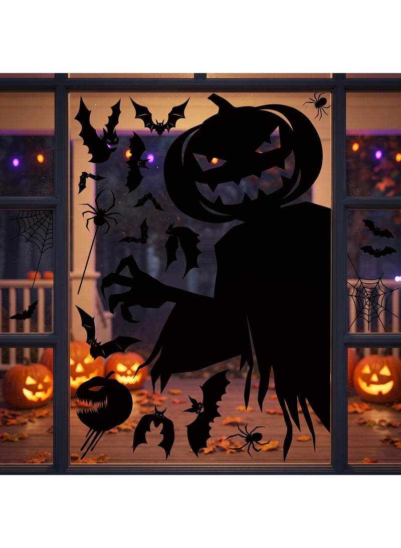 Brain Giggles Window Black Pumpkin Sticker Giant Ghost Shadow Decal Witch Skeleton Decal Design Home Office Kids Room Decoration - Image 4