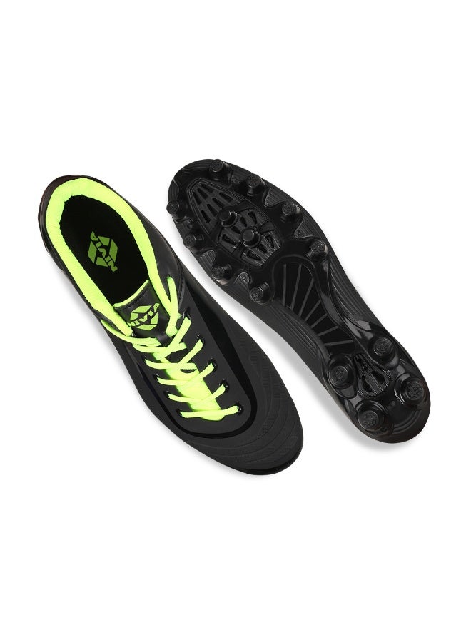 نيفيا حذاء كرة قدم رجالي من ماركة Airstrike (أسود/أخضر، مقاس 11 بريطاني) - Image 2