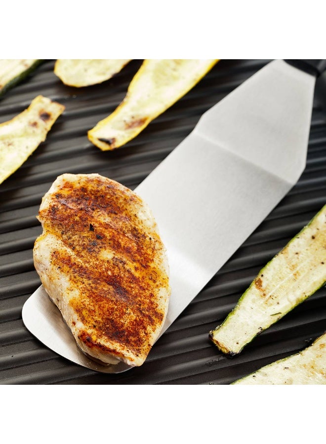 Restaurantware Met Lux 15 Inch Solid Turner, 1 Heat-Resistant Hamburger Turner - With Plastic Handle, Heavy-Duty, Stainless Steel Griddle Spatula, Flip Hashbrowns, Eggs, Crepes, or Pancakes,  - Image 3