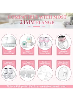 bbet 9 Pack Breast Milk Pump Inserts 13/15/17/19/21mm Compatible with Momcozy Wearable Breast Pump, Flange Pump for TSRETE/Spectra/Medela 24mm Shields, قطع غيار شفاط الحليب Include Silicone Diaphragm&Duckbill Valve قمع شفاط الحليب حلمات شفط  Breast Pump Flange Insert  Breast Pump Accessories  - Image 2
