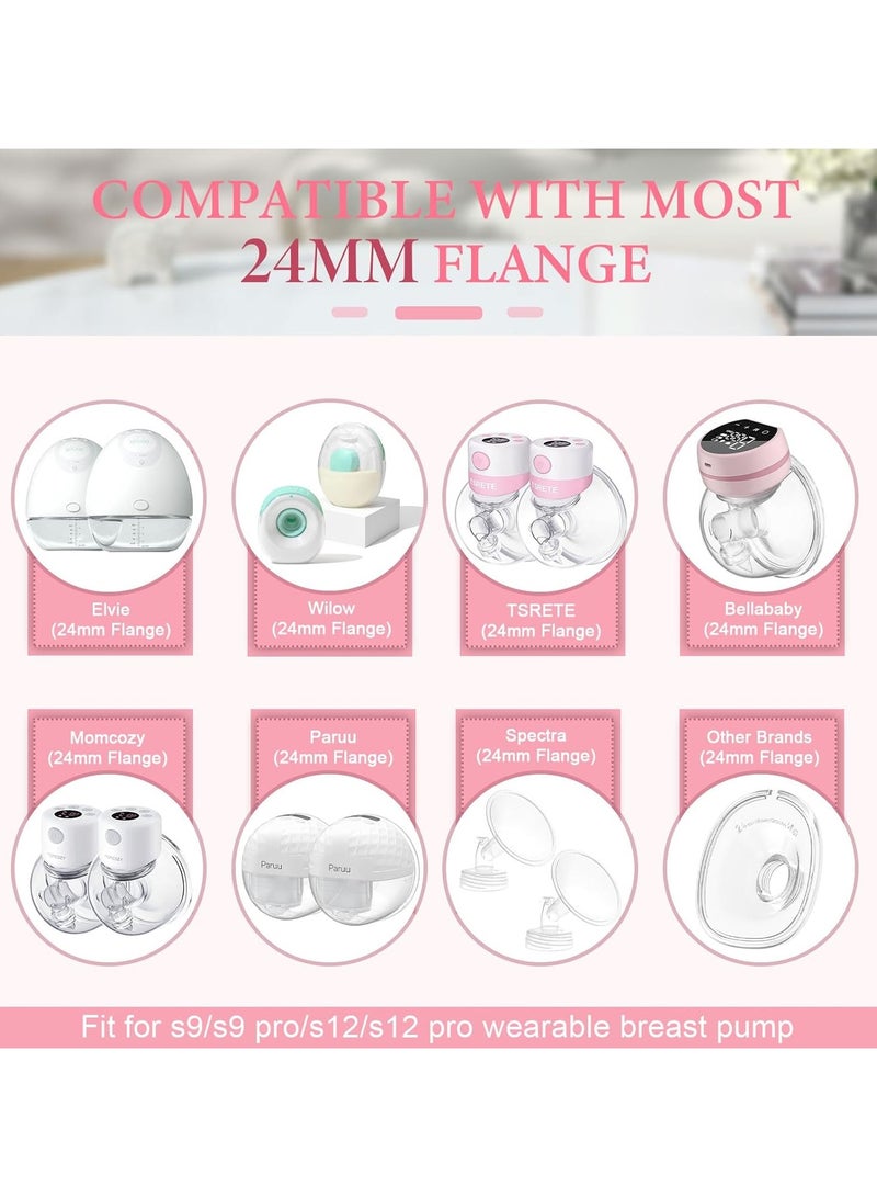 bbet 9 Pack Breast Milk Pump Inserts 13/15/17/19/21mm Compatible with Momcozy Wearable Breast Pump, Flange Pump for TSRETE/Spectra/Medela 24mm Shields, Include Silicone Diaphragm&Duckbill Valve， Breast Pump Flange Insert  Breast Pump Accessories - Image 2