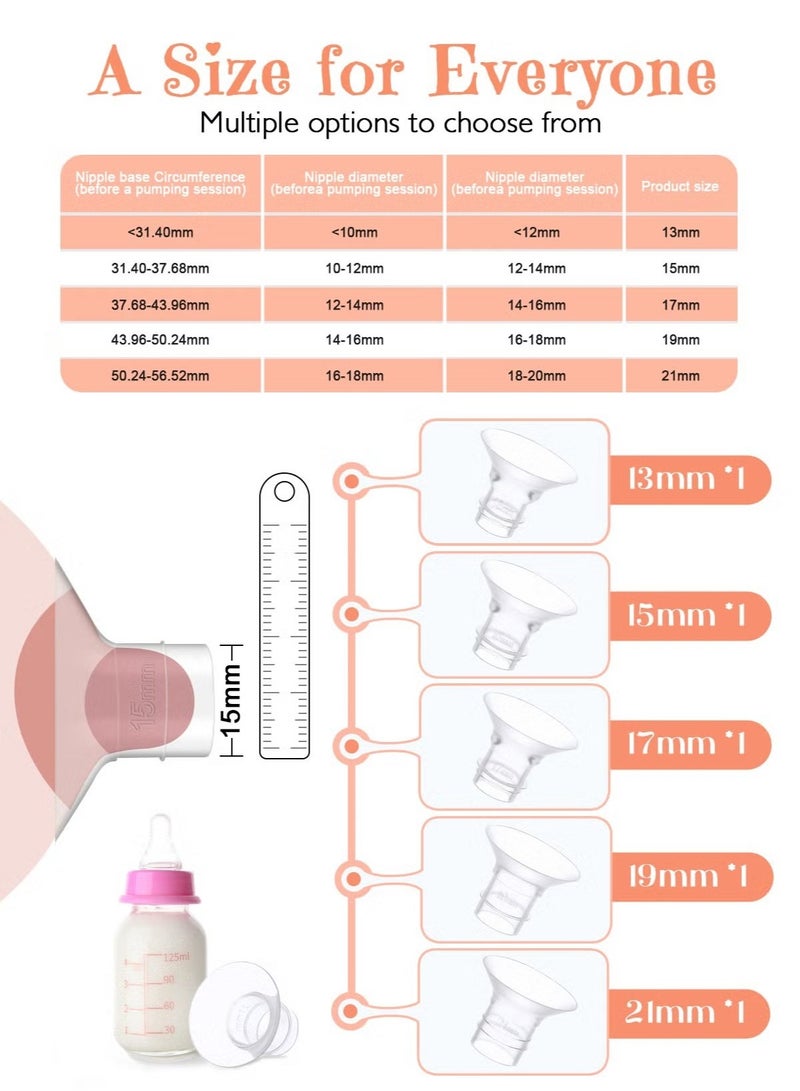 bbet 9 Pack Breast Milk Pump Inserts 13/15/17/19/21mm Compatible with Momcozy Wearable Breast Pump, Flange Pump for TSRETE/Spectra/Medela 24mm Shields, Include Silicone Diaphragm&Duckbill Valve， Breast Pump Flange Insert  Breast Pump Accessories - Image 4