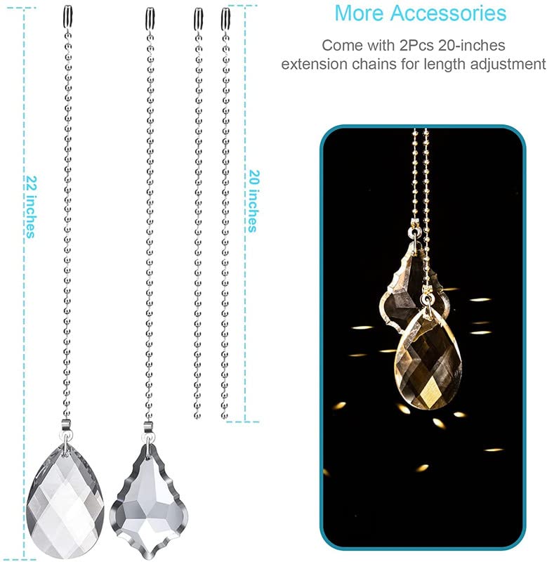 DIY Crafts Pack of 4 Pcs Silver 2 Pcs Ceiling Fan Lamp Other Ligting Pull Chains Fan Pull Chain with 2 Pcs 20 Pack of 4 Pcs Silver - Image 2