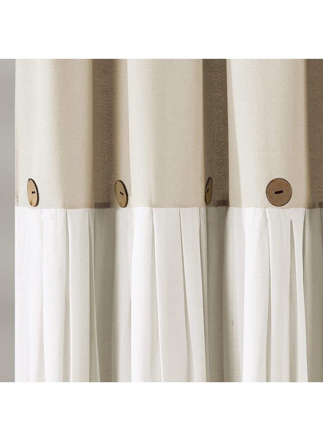 Lush Decor Lush Decor - Shower Curtain, Coconut Button Detail, Color Block Design, Modern Farmhouse Bathroom Decor (Linen, 72” x 72”)  - Image 4
