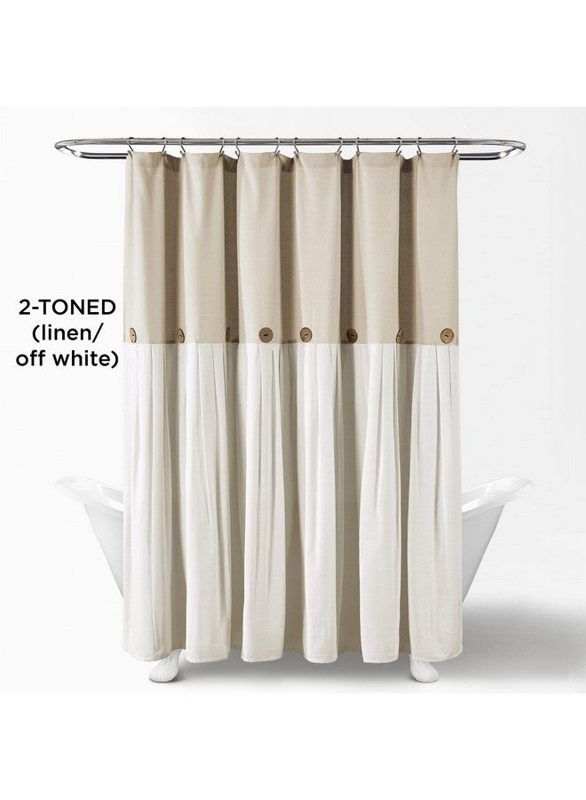 Lush Decor Lush Decor - Shower Curtain, Coconut Button Detail, Color Block Design, Modern Farmhouse Bathroom Decor (Linen, 72” x 72”)  - Image 2