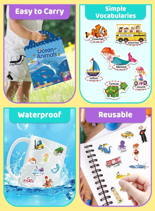 Benresive Reusable Sticker Books for Kids 2-4, Sticker Books for Toddlers 1-3 2-4, Toddler Travel Toys Activities Crafts Gifts - Ocean Animals, Fairy and Vehicle - Image 5