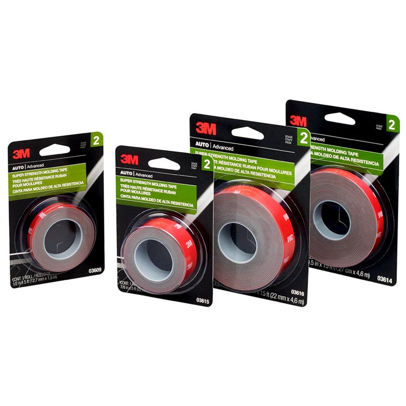 3M 3M Super-Strength Molding Tape, 1/2 in x 15 ft, High Strength Double-Sided Adhesive, Permanently Attaches Side Moldings, Trim and Emblems to Interior and Exterior of Vehicles (03614)  - Image 5