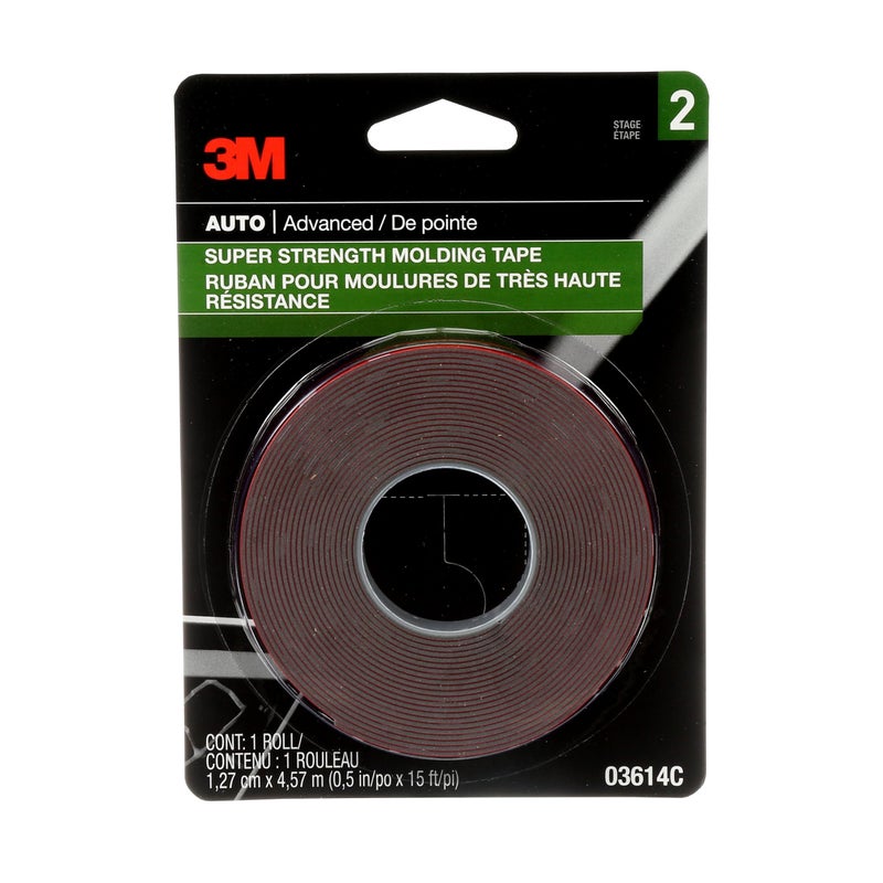 3M 3M Super-Strength Molding Tape, 1/2 in x 15 ft, High Strength Double-Sided Adhesive, Permanently Attaches Side Moldings, Trim and Emblems to Interior and Exterior of Vehicles (03614)  - Image 1