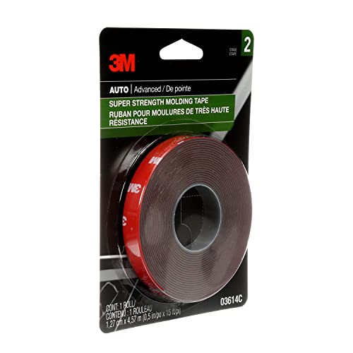3M Super-Strength Molding Tape, 1/2 in x 15 ft, High Strength Double-Sided Adhesive, Permanently Attaches Side Moldings, Trim and Emblems to Interior and Exterior of Vehicles (03614) - Image 2
