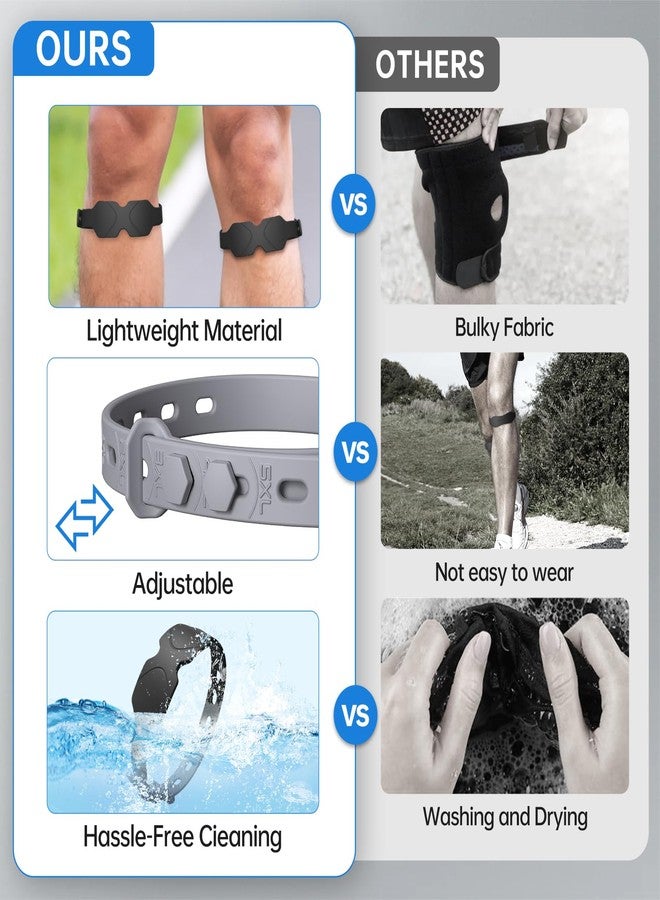 CJing Adjustable Patella Band - Silicone Knee Patellar Tendon Support Strap for Tendonitis Jumpers Pain Relief - 2 Pack Knee Brace for Men & Women - Knee Band Stabilizer for Running Sports Basketball Hiking (Black) - Image 4