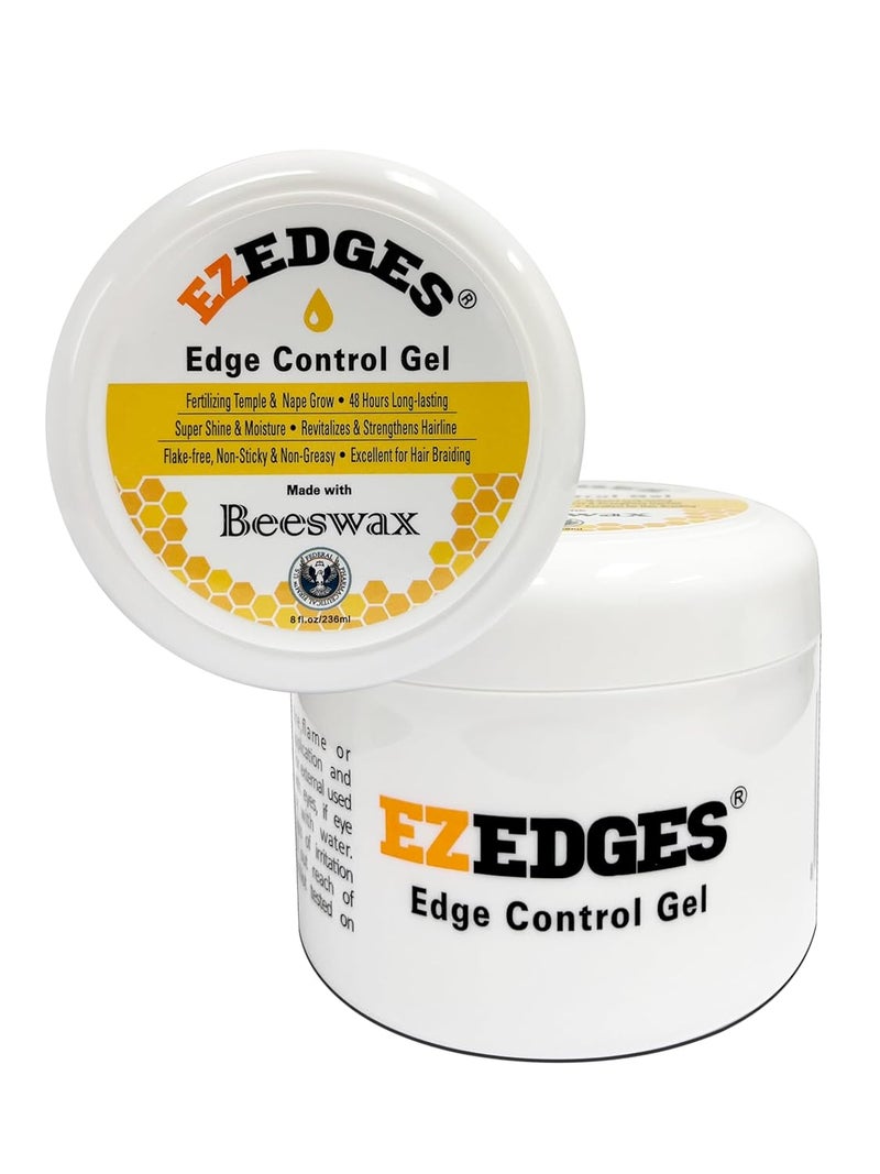 EZEDGES Beeswax Edge Control Gel Fertilizing Temple48 Hours LongLastingSuper ShineRevitalizeFlakeFreeHair Braiding 8 oz