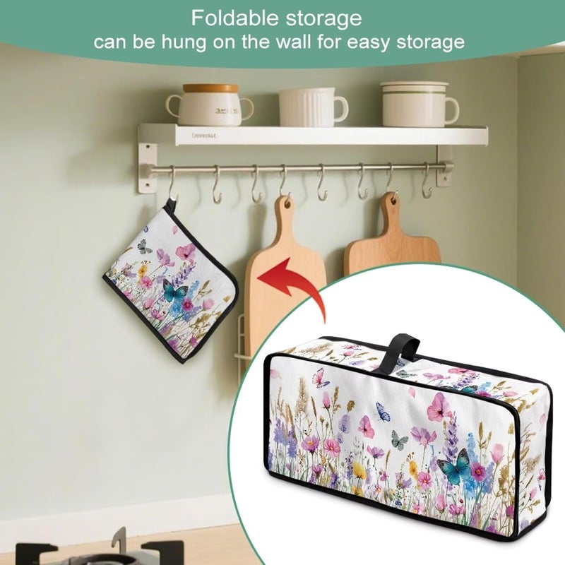 ZDCUSTOM Kitchen Appliance 2 Slice Slim Toaster Dust Cover Stain Resistant Dust Protection Bread Machine Cover for Long Slot Toaster Appliance Wildflower Butterfly - Image 5