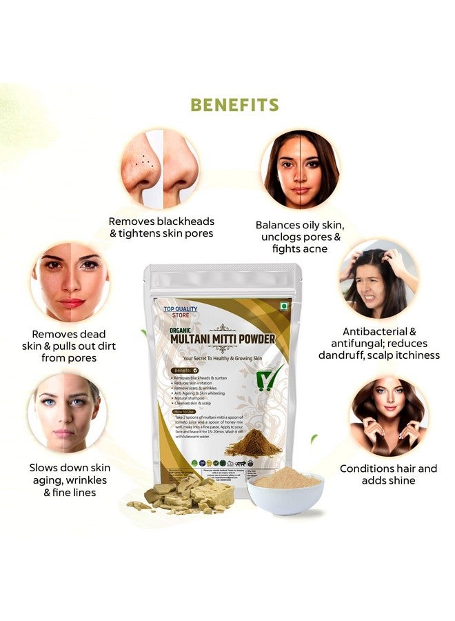 Top Quality Store TQS Organic Natural Multani Mitti Powder For Face Pack, Hair Pack, Pure Fuller's Earth For Soft and Glowing Skin, Bentonite Clay - 100g - Image 4