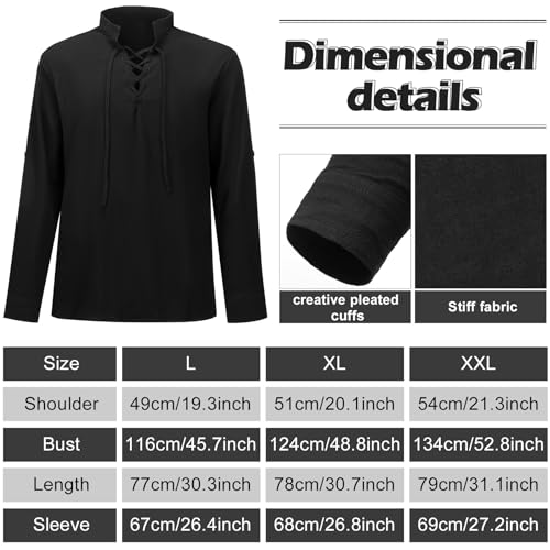 Leumoi 5 Pcs Mens Renaissance Costume Set Medieval Pirate Shirt Viking Shawl Belt Shoulder Armor Halloween Cosplay(X-Large) - Image 2