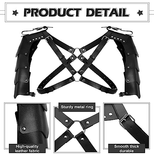 Leumoi 5 Pcs Mens Renaissance Costume Set Medieval Pirate Shirt Viking Shawl Belt Shoulder Armor Halloween Cosplay(X-Large) - Image 5