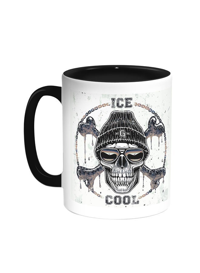 RYN Skull Iced Printed Coffee Mug Black/White 11ounce