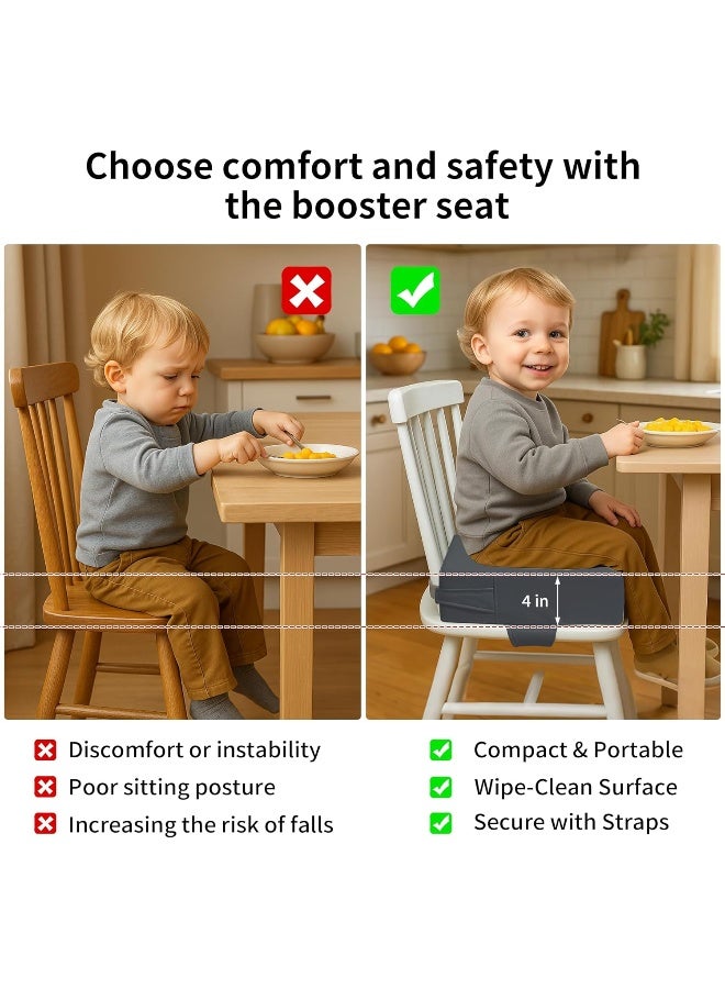 AAAini Toddler Booster Seat - Enhanced Comfort, Easy-to-Clean, Non-Slip, and Travel-Friendlyï¼ˆRock Grayï¼‰ - Image 4