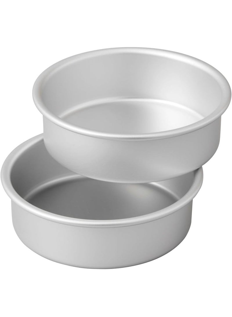 6 Inch Cake Tin Set of 2, Deep Cake Tins Stainless Steel Round Baking Pans, Layer Cake Mould Ideal for Wedding Birthday Christmas Tall Cakes, One Piece Design & Mirror Finished, Dishwasher Safe - Image 1